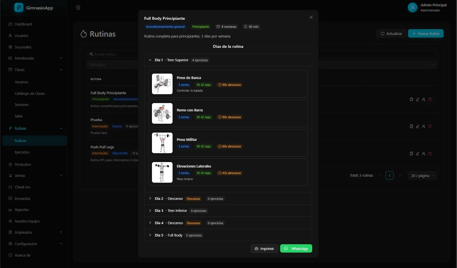 Editor de rutinas personalizadas — Armá planes por socio y seguí su progreso semana a semana.